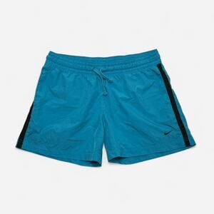 Nike Athletic Dept Teal Swim Shorts Black Stripe Drawstring Medium